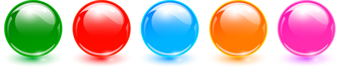 Aufkleber - Multicolored glass balls, 3D shiny spheres collection.
