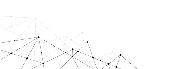 Fototapete - Plexus network polygonal connect lines and dots background template. Technology data transfer server global system graphic vector.	
