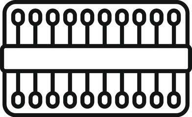 Wall Mural - Simple black and white line drawing of a matchbox holding matches, ready to be struck and ignited