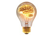 © lensvault - Photo of brain inside a light bulb glowing isolated on transparent background