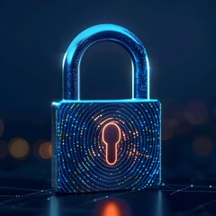 Poster - biometric padlock icon representing secure digital authentication