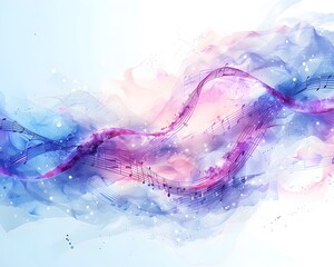 Poster - Harmonious Fusion Intertwining Music Notes and DNA Strands in Vibrant Abstract Artwork