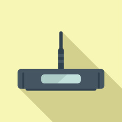 Poster - Dark modem router sending a wireless signal with one antenna