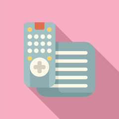 Poster - Tv set top box receiver and remote control lying on a pink background