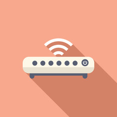 Sticker - White router transmitting wifi signal on pink background with long shadow