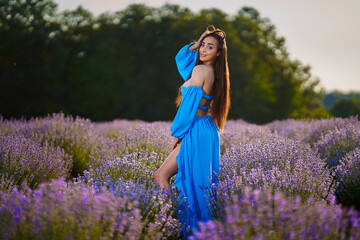 Wall Mural - Woman in a lavender field