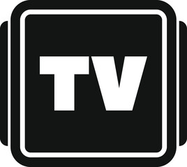 Poster - Black and white icon of a button featuring the text tv, likely from a remote control