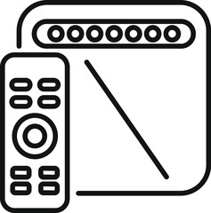 Poster - Line art icon of a remote control changing channels on a television with a diagonal line on the screen