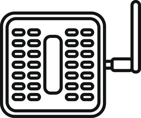 Poster - Wifi router icon, outline style, representing a device providing wireless signal for internet connection to multiple devices