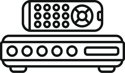 Poster - Receiver and remote control are lying on a white background, creating a simple yet modern technology concept