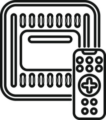Poster - line art icon of a tv box with a remote control, perfect for topics like streaming, entertainment or