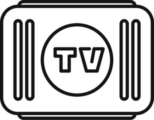 Poster - Simple black and white retro tv icon representing television broadcasting