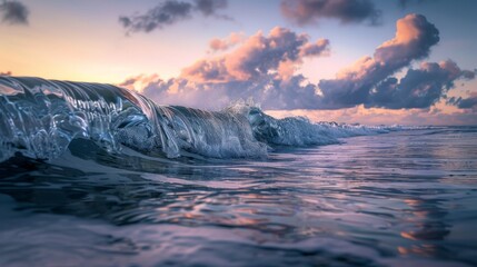 Wall Mural - A photograph of large waves start to form on a gentle sea in the morning