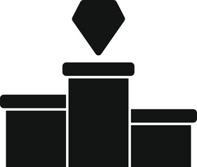 Poster - Black icon of an award podium with a diamond on top, symbolizing success and recognition