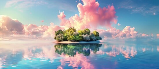 Wall Mural - Serene Island Oasis Beneath a Dreamy Sky