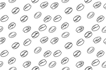Aufkleber - Drawn coffee beans. Vector monochrome pattern on a coffee theme.