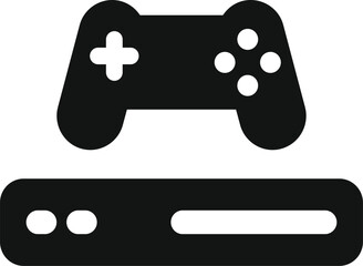 Sticker - Black and white icon of a video game console with a controller floating above