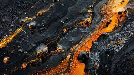 Poster - Black and Gold Swirling Paint