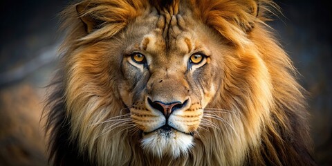 Poster - Close-up of a lion with fierce expression , fierce, wild, predator, lion, close-up, animal, nature, mane, carnivore