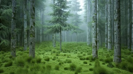 Wall Mural - A forest with a large tree in the middle