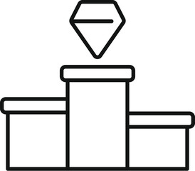 Poster - Line art icon of a podium with a diamond on top, representing achieving success in business