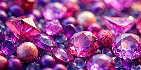 Canvas Print - Close up of shimmering pink and purple gemstones , jewels, precious stones, vibrant, colorful, luxurious, sparkle