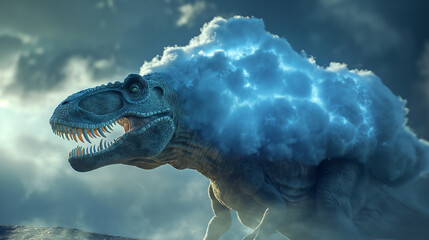 Poster - Cloud Computing Concept with Tyrannosaurus in 3D Render