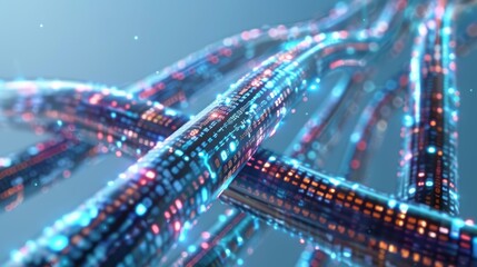 Poster - Vibrant data cables transmitting information in illuminated background for efficient data transfer