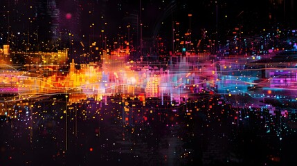 Poster - MIDI Messages: An abstract representation of MIDI data packets, including Note On, Note Off, Control Change, and Program Change, visualized as colorful data streams conveying musical performance infor