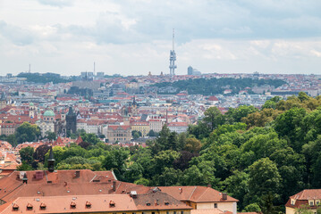 Wall Mural - Cityscape view of Prague, capital of Czech republic, view from the Strahov monastery