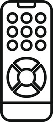 Wall Mural - Black and white icon of a remote control with a round pad and buttons for switching channels