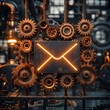 © Thares2020 - Email Icon Surrounded by Gears Representing Automated Systems in Industrial Setting