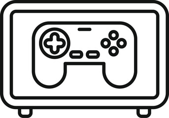 Poster - simple line icon of a game console with a gamepad, representing the concept of gaming and entertainm