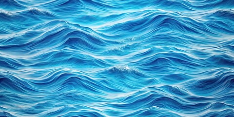 Poster - Blue water surface waves repeating seamless pattern texture, water, surface, waves, seamless, pattern, texture, blue, ocean