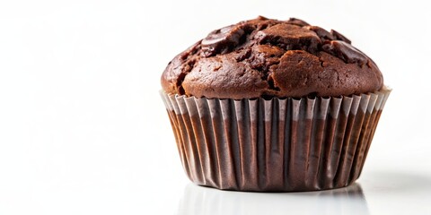 Poster - Chocolate muffin isolated on background, chocolate, muffin, dessert, sweet, baked, pastry, tasty, delicious, snack, treat