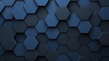 Poster - A close-up image of a dark blue hexagon pattern. The hexagons are arranged in a repeating pattern, creating a geometric and abstract design