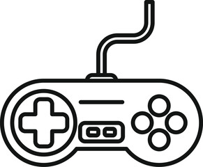 Poster - wired gamepad with buttons and directional pad for playing video games on a white background