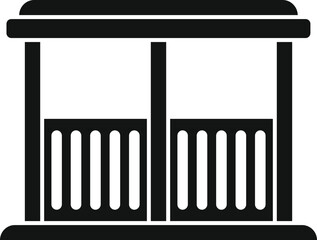 Sticker - Black and white silhouette of a double gate ranch entrance leading to a farm house