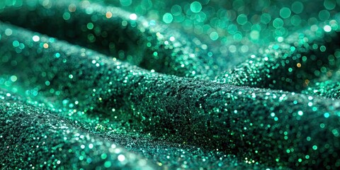 Canvas Print - Close-up of fabric with sparkling glitter in jade green color, glamorous, shiny, fabric, texture, close-up, macro