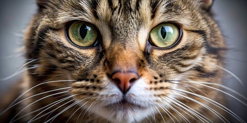 Canvas Print - Close-up of a cat's face, highlighting its whiskers, eyes, and fur, feline, whiskers, eyes, fur, close-up, portrait, detailed