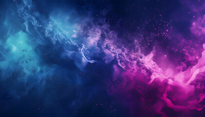 Wall Mural - smoke appears wispy and swirls throughout the dark background. texture blue blue and purple smoke, a