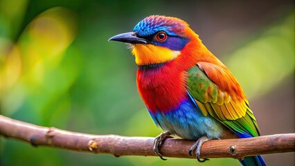 Sticker - Close-up of a colorful bird perched on a tree branch, feathered, wildlife, nature, avian, plumage, vibrant, winged, fauna, beak