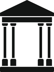 Poster - simple icon of a building with columns representing government, university, or court