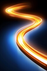 Poster - Abstract blue and orange light trail symbolizing technology and information transfer