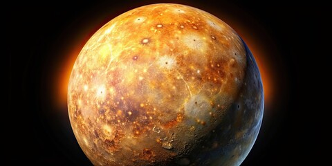 Wall Mural - close up image of mercury planet with visible surface features, astronomy, space, planet, solar syst