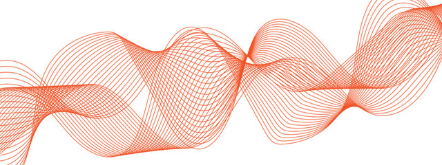 Leinwandbilder - Abstract orange Wave Pattern Background with Geometric Lines. Wavy tech lines used for Design element for technology, science and template. lines with Curved smooth stripes. 