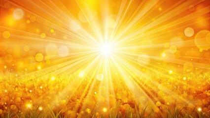 Wall Mural - Bright sunbeams shining on a vibrant yellow and orange summer background , sunny, sunshine, sun rays, vibrant, summer, background