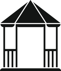 Poster - Simple gazebo with pointed roof providing shelter in a public park