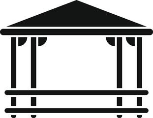Poster - simple black and white icon of a wooden gazebo providing shelter