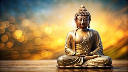 Poster - Buddha statue in serene meditation pose , peace, spirituality, calm, relaxation, zen, mindfulness, tranquility